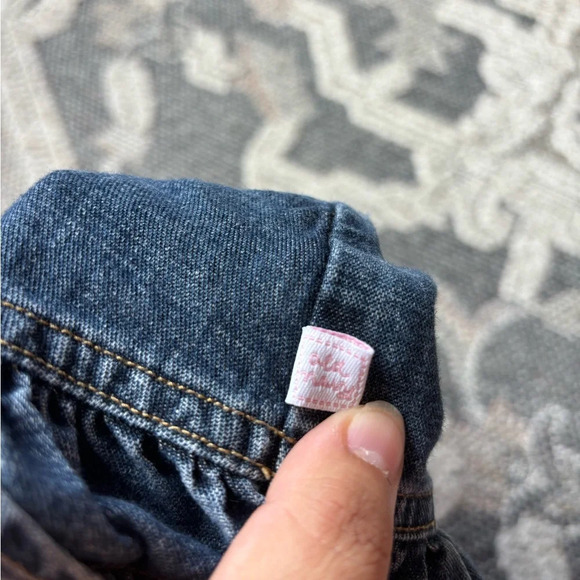 Vintage Old Navy Denim Baby Girl Ruffle Skirt Overalls size 3-6 Months - Picture 2 of 4